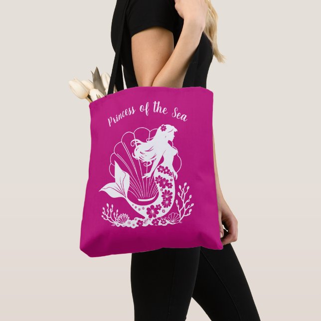 Hawaiian Mermaid-Princess of the Sea Pink Tote Bag (Close Up)