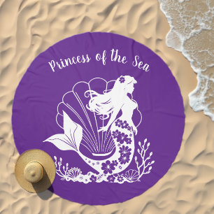 Hawaiian Mermaid Princess of the Sea-Purple Beach Towel