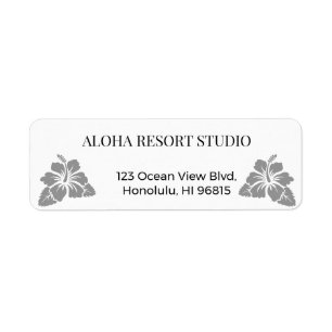 Hawaiian Minimal Hibiscus - Reply Address Label