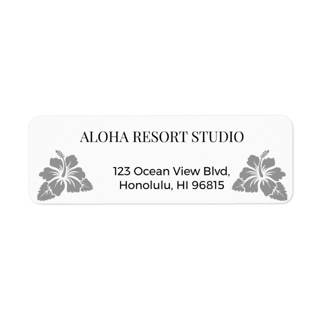 Hawaiian Minimal Hibiscus - Reply Address Label (Front)