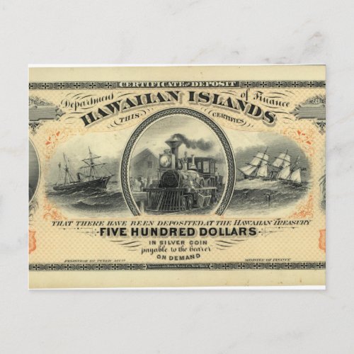 Hawaiian money postcard