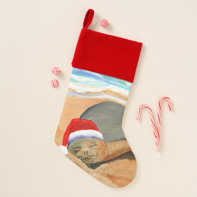 Hawaiian Monk Seal Christmas Stocking (Front)