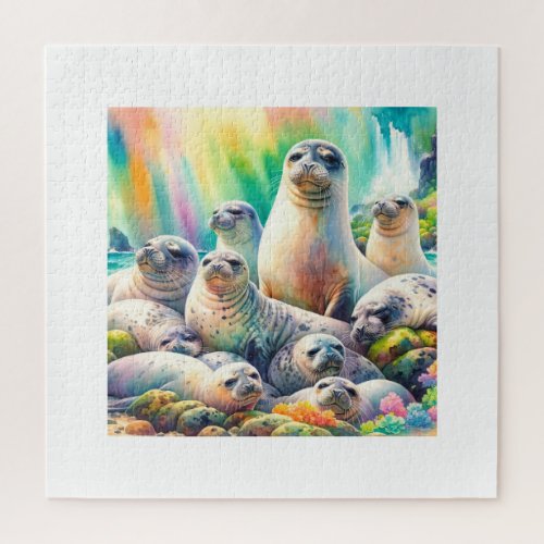 Hawaiian Monk Seals AREF2009 _ Watercolor Jigsaw Puzzle