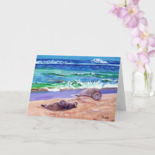 Hawaiian Monk Seals on Poipu Beach Greeting Card