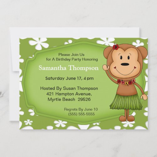 Hawaiian  Monkey  Birthday Invitations
