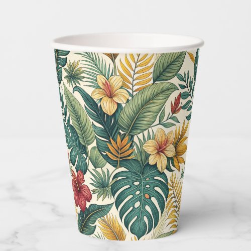 Hawaiian Monstera Leaves  Paper Cups