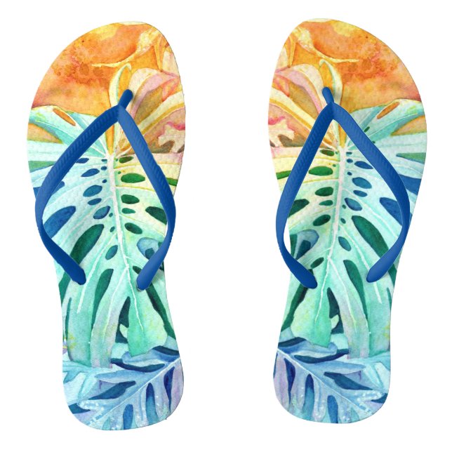 Hawaiian Monstera Rubber Slippers (Footbed)