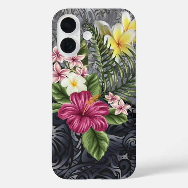 Hawaiian Monstera Tapa and Hibiscus Phone Case (Back)