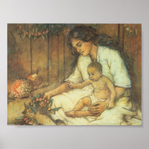 Hawaiian Mother and Child - Charles W. Bartlett Poster