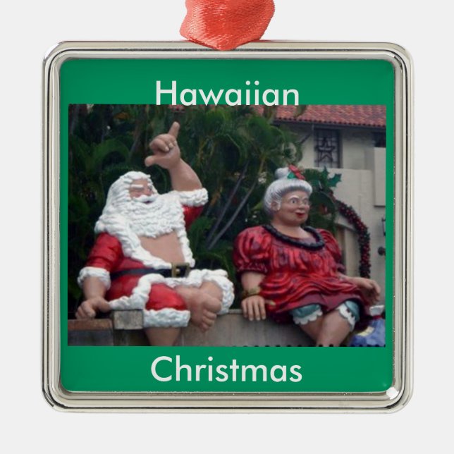 Hawaiian Mr. and Mrs. Santa Ornament (Front)