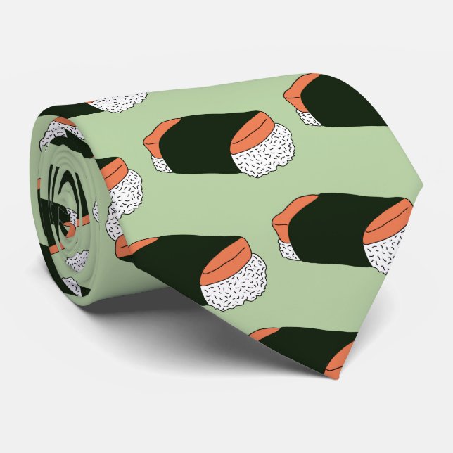 Hawaiian Musubi Spam Food Patterned Neck Tie (Rolled)