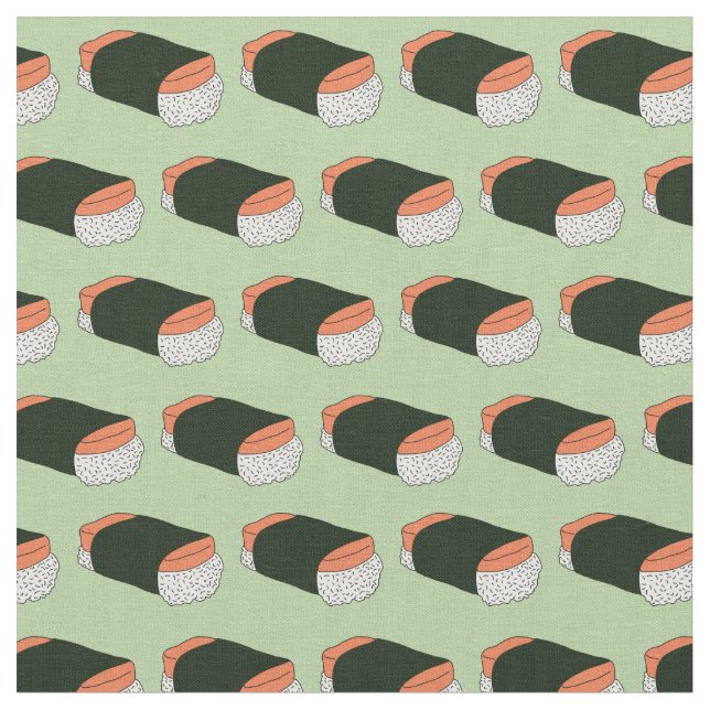 Hawaiian Musubi Sushi Food Pattern Fabric (Close Up)