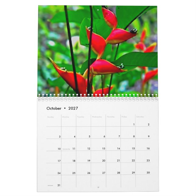 Hawaiian nature calendar. calendar (Oct 2027)