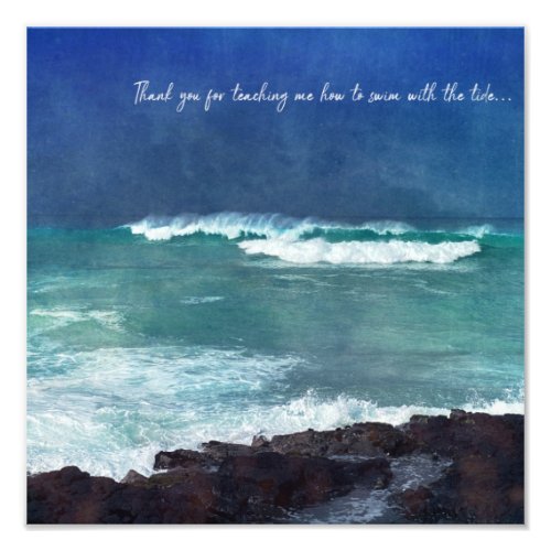 Hawaiian Ocean Quote Waves Aqua Teal Blue Surf Pho Photo Print
