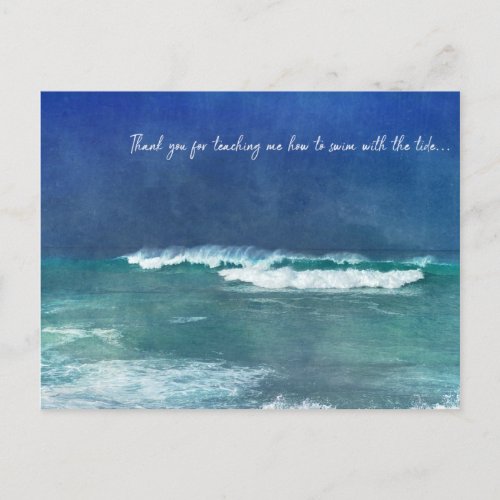 Hawaiian Ocean Quote Waves Aqua Teal Blue Surf Postcard