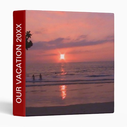 Hawaiian Ocean Sunset Our Vacation 3 Ring Binder