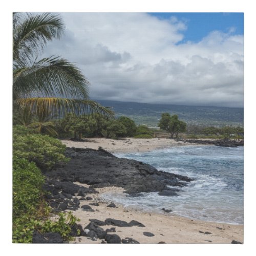 Hawaiian Ocean with Lava Rocks Photo Faux Canvas Print
