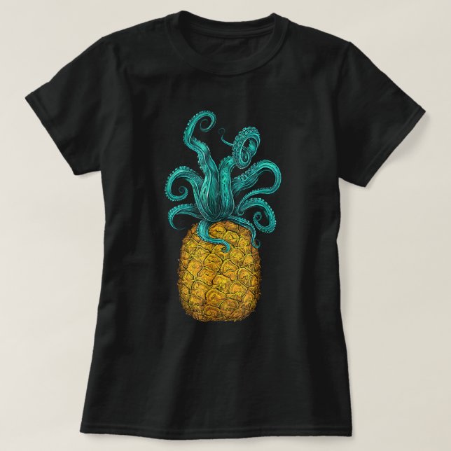 Hawaiian Octopus Pineapple Aloha Beach Hawaii Summ T-Shirt (Design Front)