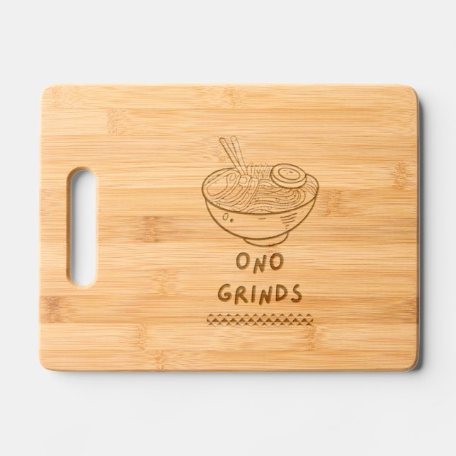 Hawaiian Ono Grinds  Engraved Cutting Board (Front)