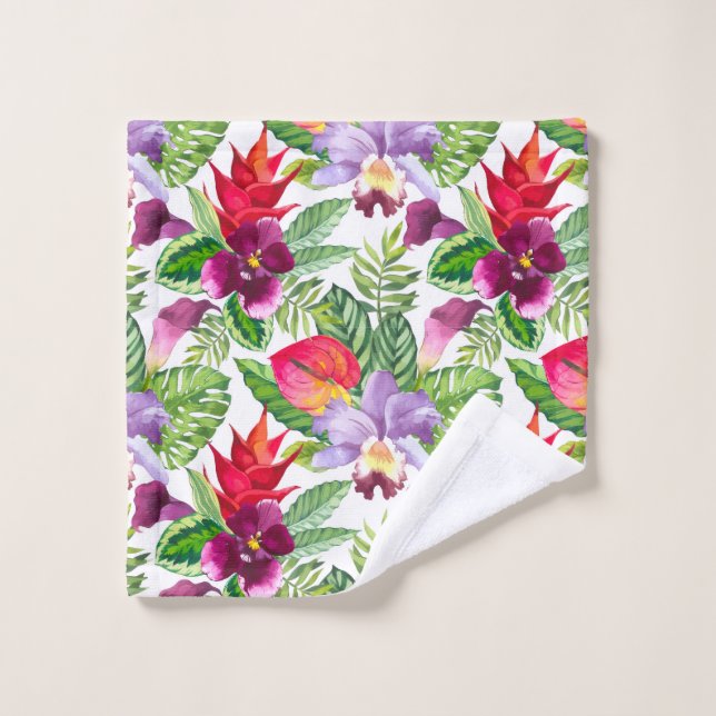 Hawaiian orchid bath towel set (Wash Cloth)