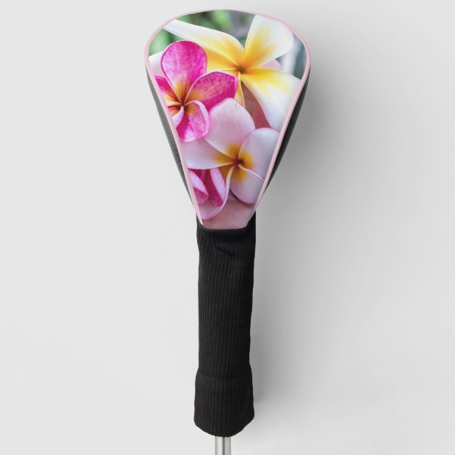 Hawaiian orchid pink and white flower golf cover  (Front)