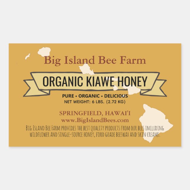 Hawaiian Organic Honey Product Rectangle Stickers (Front)
