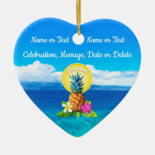 Hawaiian Ornaments with Couples Names Date