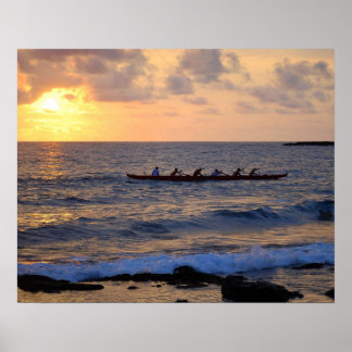 Hawaiian Outrigger Canoe at Sunset 20 x 16 Poster