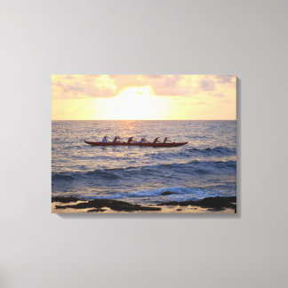 Hawaiian Outrigger Canoe at Sunset Canvas Print