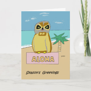 Hawaiian Owl Holiday Card