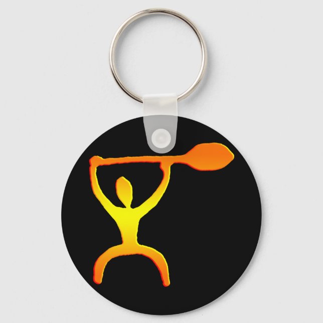Hawaiian Paddle Man Petroglyph - Keychain (Front)