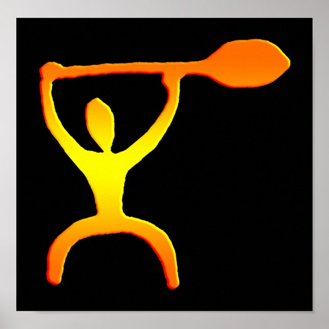 Hawaiian Paddle Man Petroglyph Print (Front)