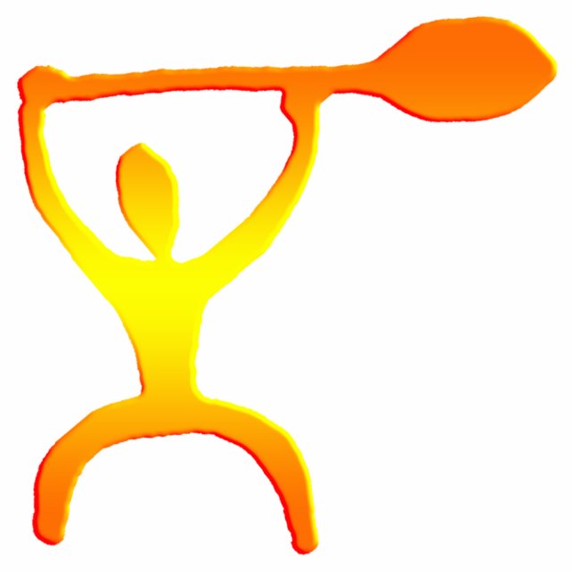 Hawaiian Paddle Man Petroglyph Statuette (Front)