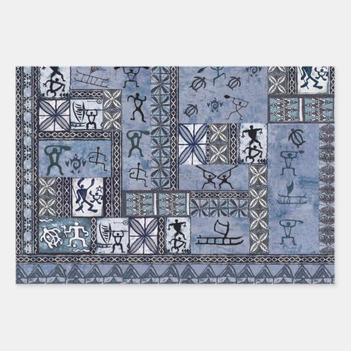 Hawaiian Paddleman Petroglyph Tapa Gift Wrap