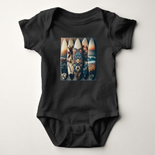 Hawaiian Painted Surfboards Baby Bodysuit