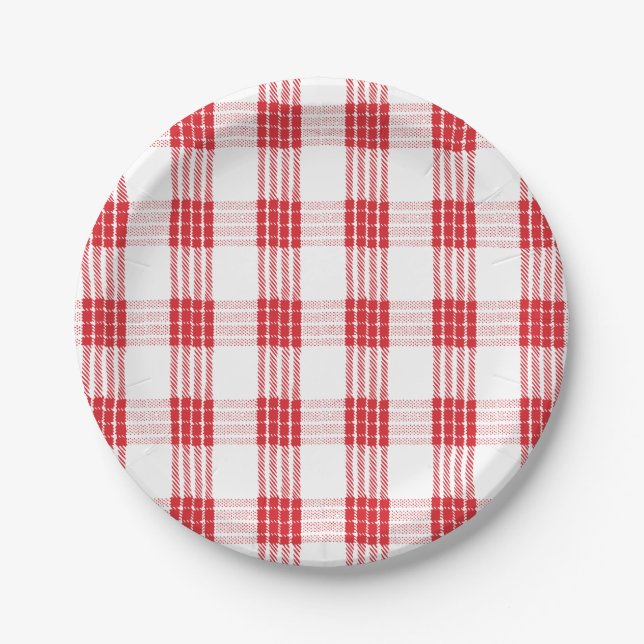 Hawaiian Palaka White & Red Plaid Plate (Front)