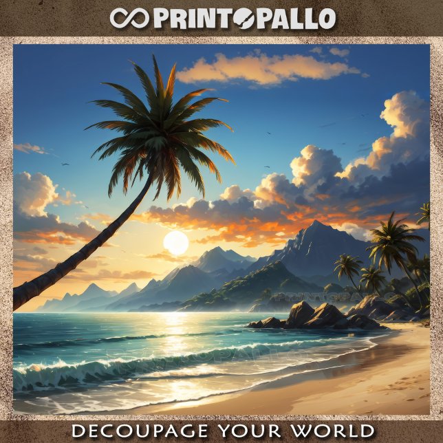 Hawaiian palm beach at sunset tissue paper (Creator Uploaded)