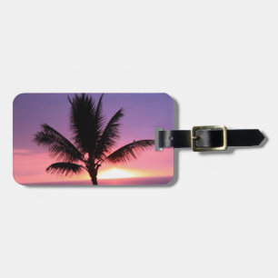 Hawaiian Palm Tree & Colorful Sunset Luggage Tag