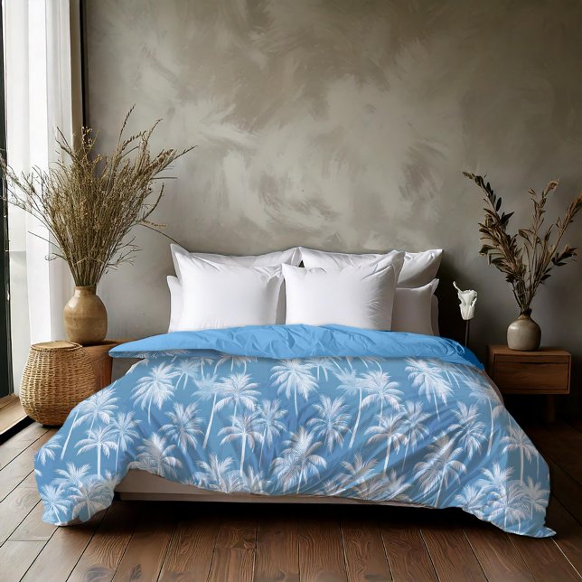 Hawaiian Palm Tree Silhouette Pattern Blue ID1093 Duvet Cover (Creator Uploaded)