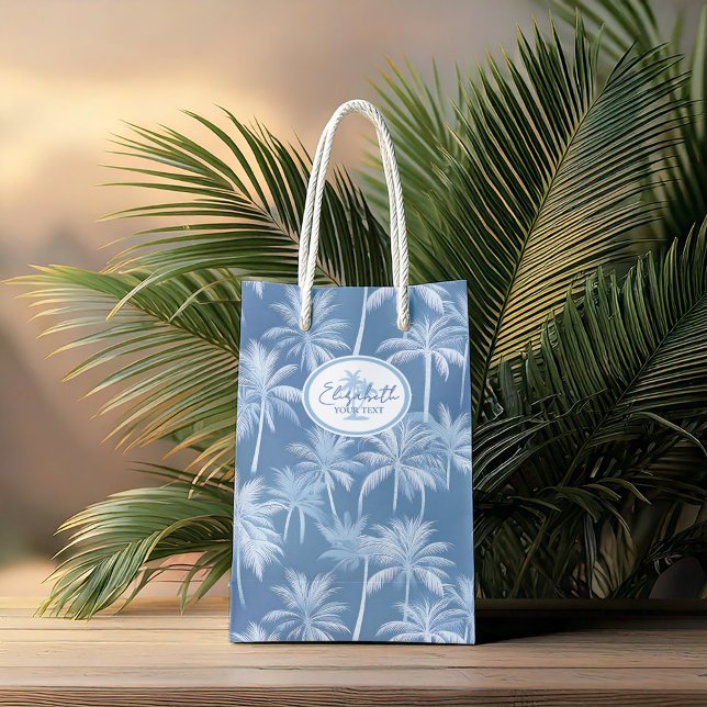 Hawaiian Palm Tree Silhouette Pattern Blue ID1093 Medium Gift Bag (Creator Uploaded)