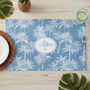 Hawaiian Palm Tree Silhouette Pattern Blue ID1093 Placemat