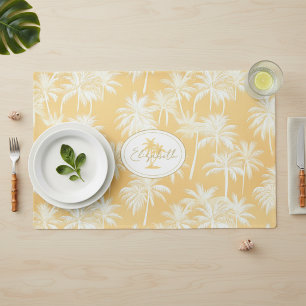 Hawaiian Palm Tree Silhouette Pattern Gold ID1093 Placemat