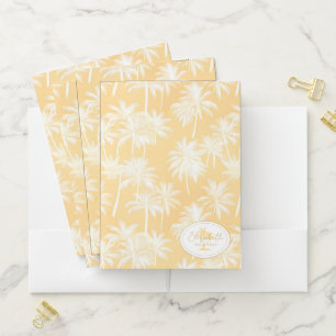 Hawaiian Palm Tree Silhouette Pattern Gold ID1093 Pocket Folder