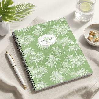 Hawaiian Palm Tree Silhouette Pattern Green ID1093 Notebook