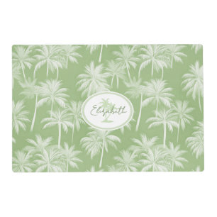 Hawaiian Palm Tree Silhouette Pattern Green ID1093 Placemat