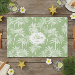 Hawaiian Palm Tree Silhouette Pattern Green ID1093 Placemat