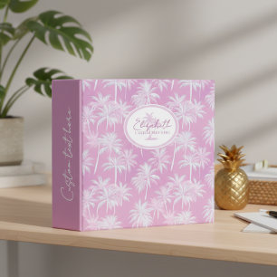 Hawaiian Palm Tree Silhouette Pattern Plum ID1093 3 Ring Binder