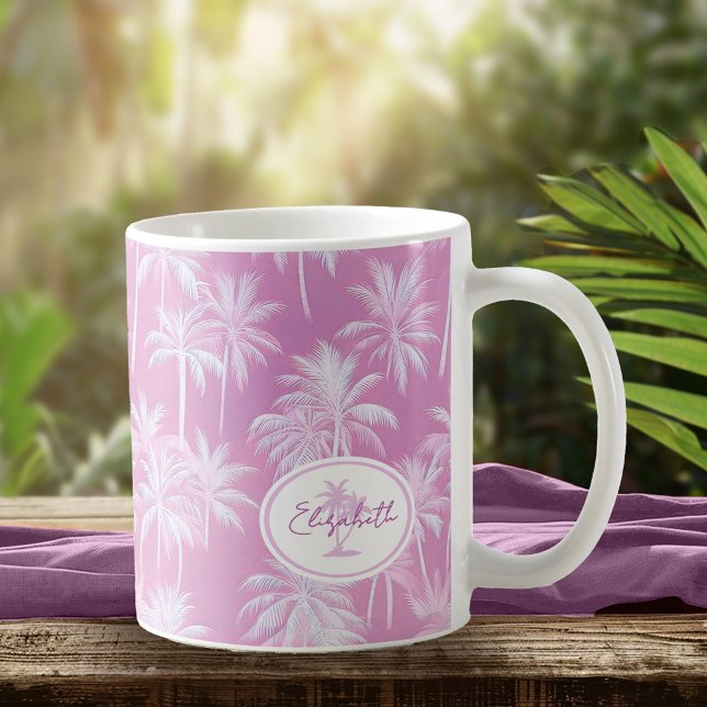 Hawaiian Palm Tree Silhouette Pattern Plum ID1093 Coffee Mug (Creator Uploaded)
