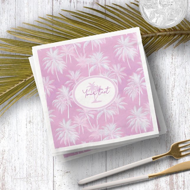 Hawaiian Palm Tree Silhouette Pattern Plum ID1093 Paper Dinner Napkins (Creator Uploaded)