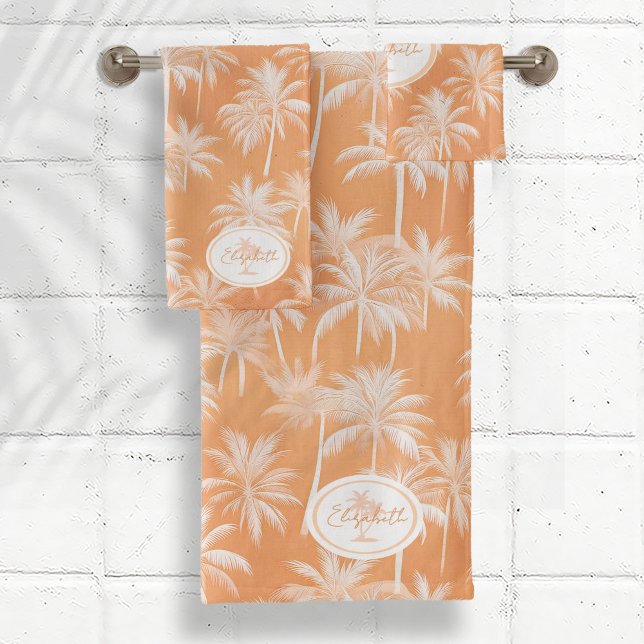 Hawaiian Palm Tree Silhouette Pattern Tacao ID1093 Bath Towel Set (Creator Uploaded)
